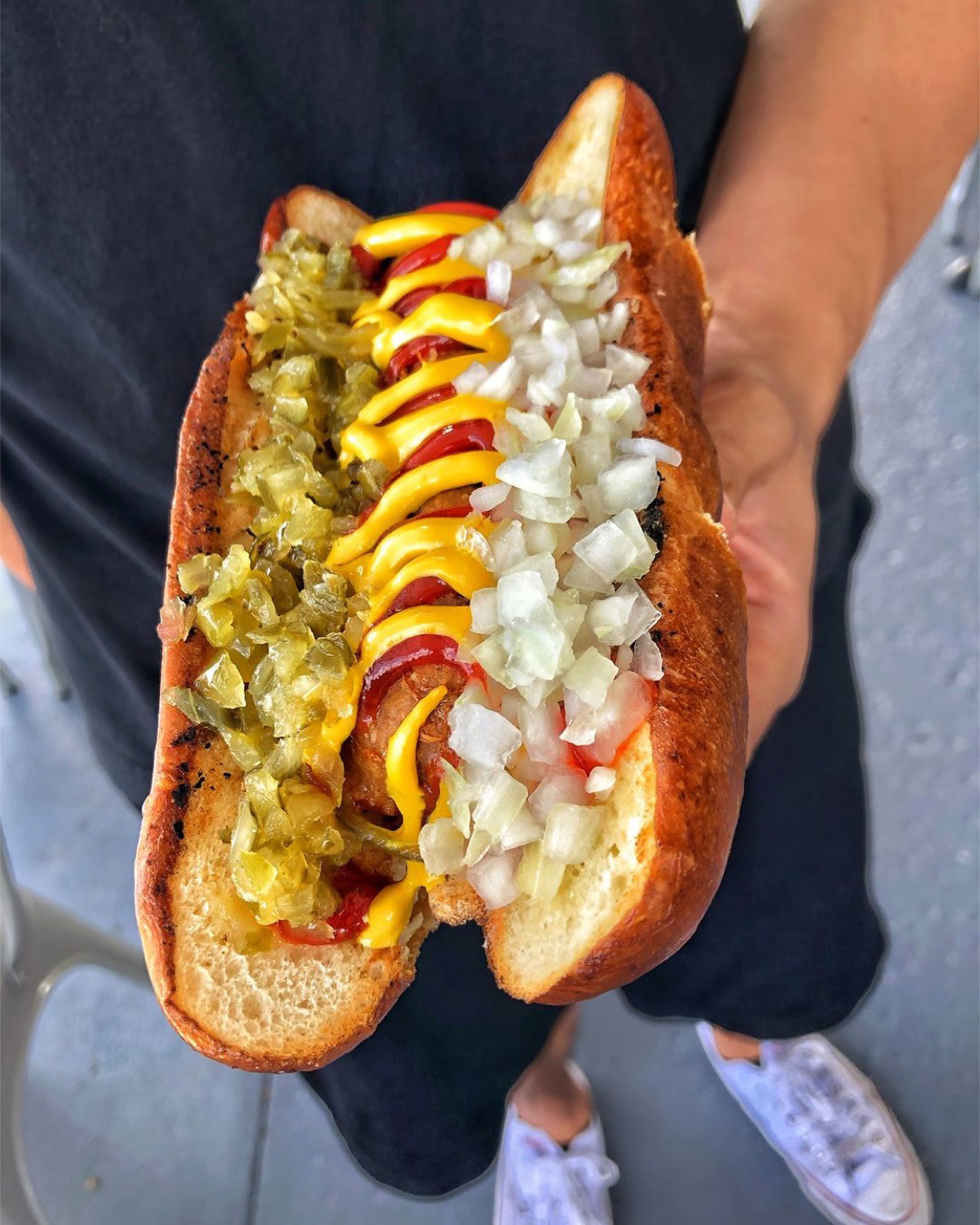 Best hot dogs in Las Vegas with mayo, ketchup, relish and mustard