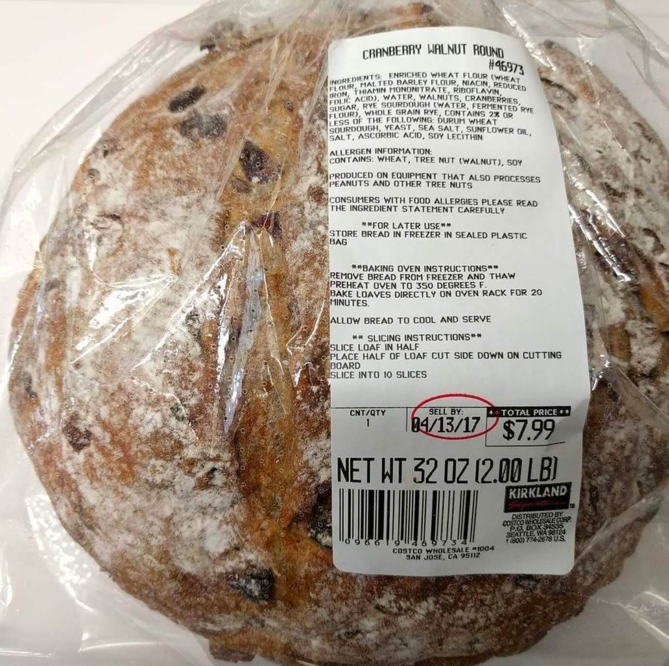 Costco Cranberry Walnut Bread