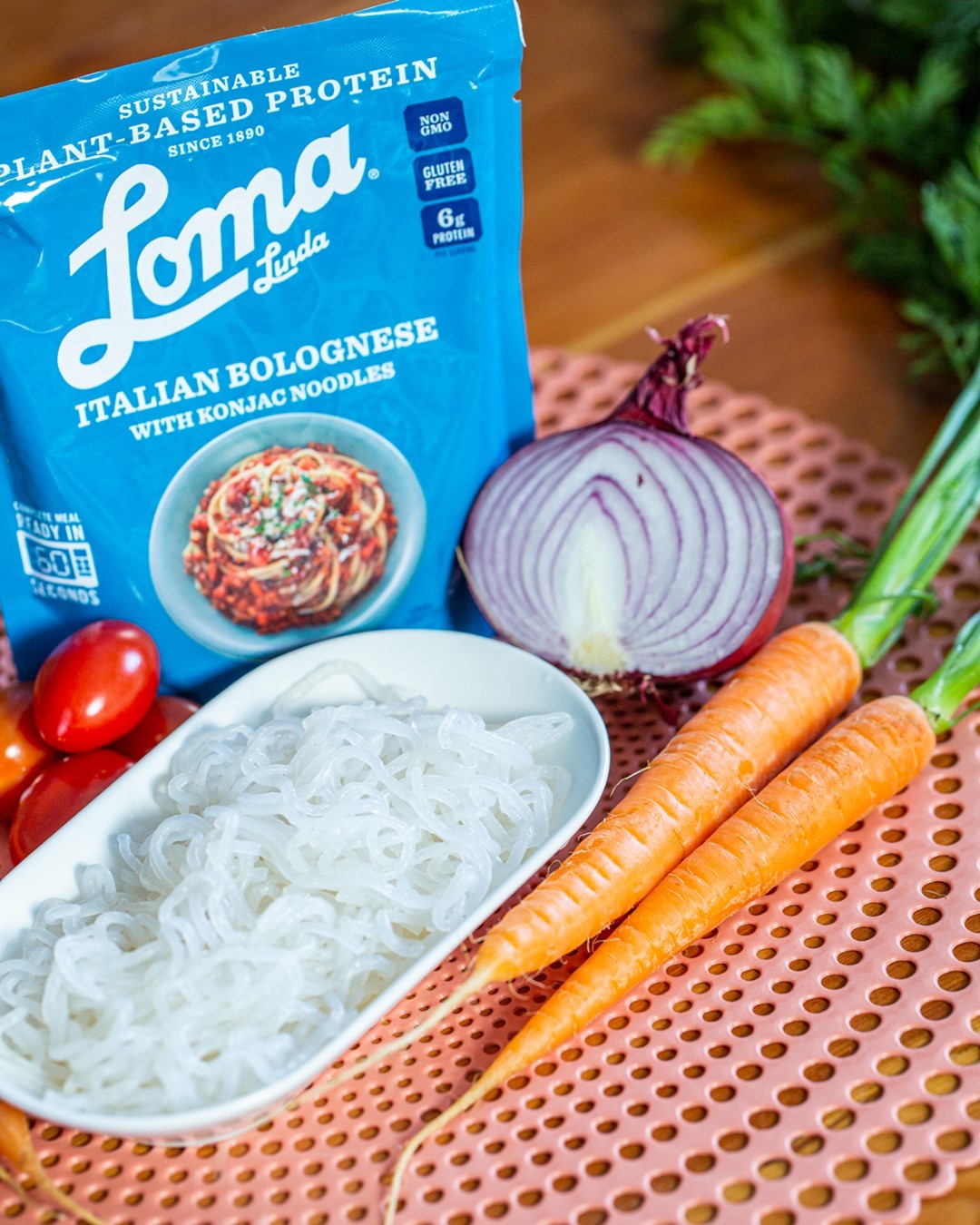 Loma Linda vegan noodles with veggies