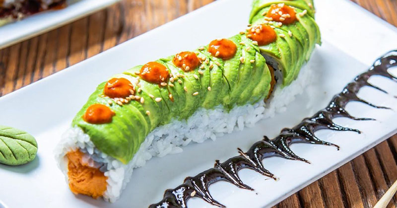 Sunda vegan sushi roll on plate