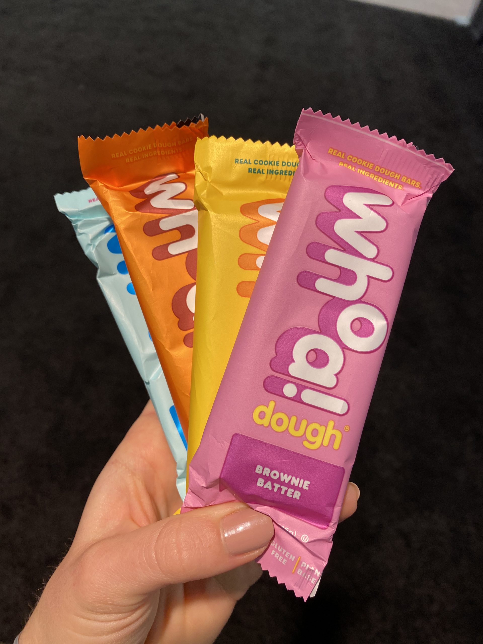  Whoa Dough Edible Cookie Dough Bars- Certified Non-GMO, Kosher  and Gluten Free Bars - Healthy Snack Foods - Plant Based Snacks Made With  Real Ingredients - Brownie Batter Cookie Dough 