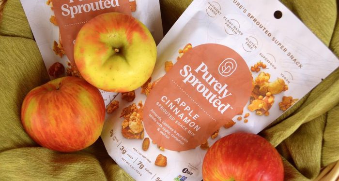 Purely Sprouted packages with apples