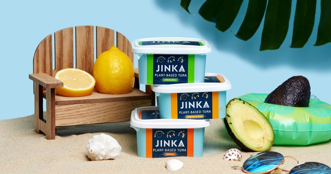 Jinka products in sand with lemon and avocado 