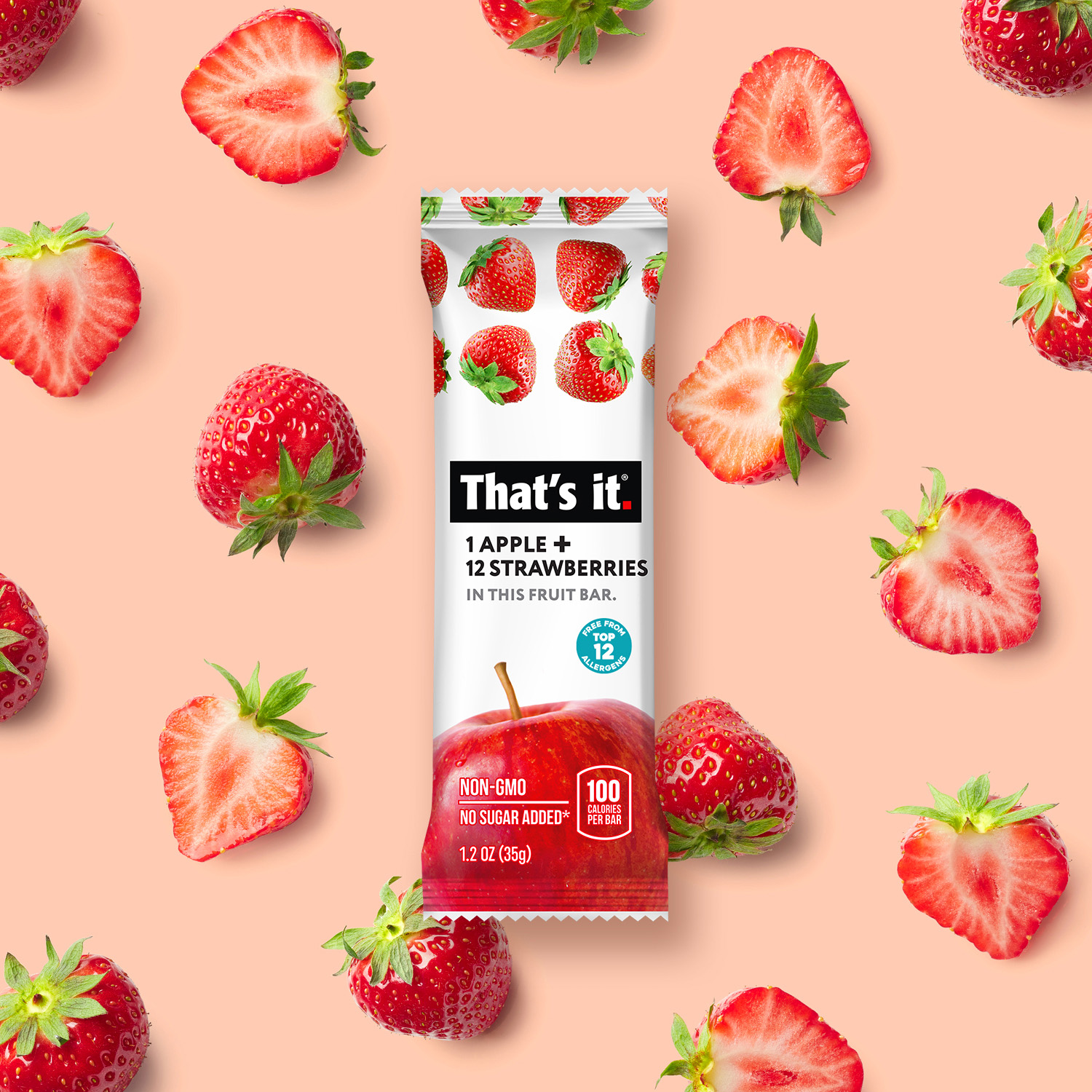 That's it - Apple & Strawberry Fruit Bar - 0.7 oz No Sugar Added