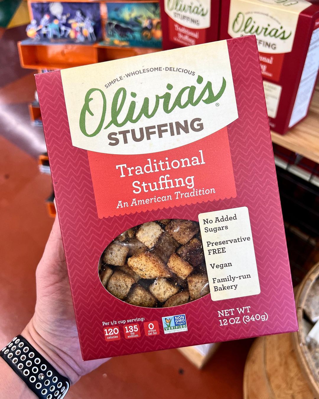 Person holding Olivia’s Stuffing