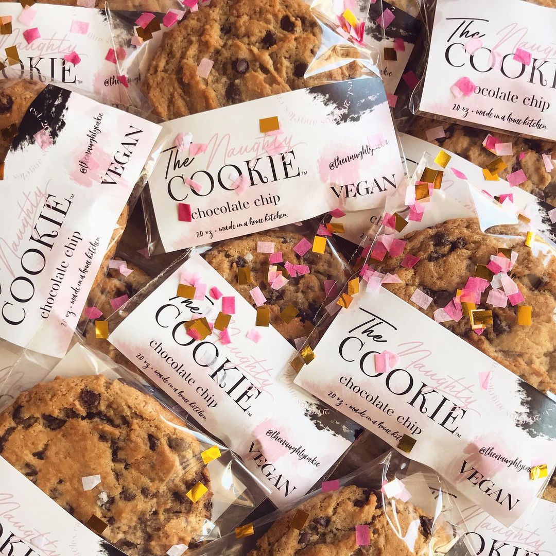 The Naughty Cookie cookies in bags with confetti