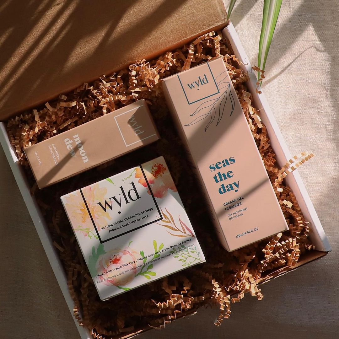 Wyld Skincare in a box with confetti