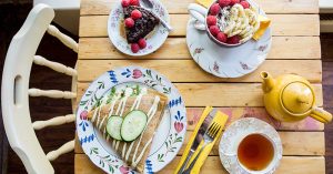 Table full of menu items from Little Choc Apothecary