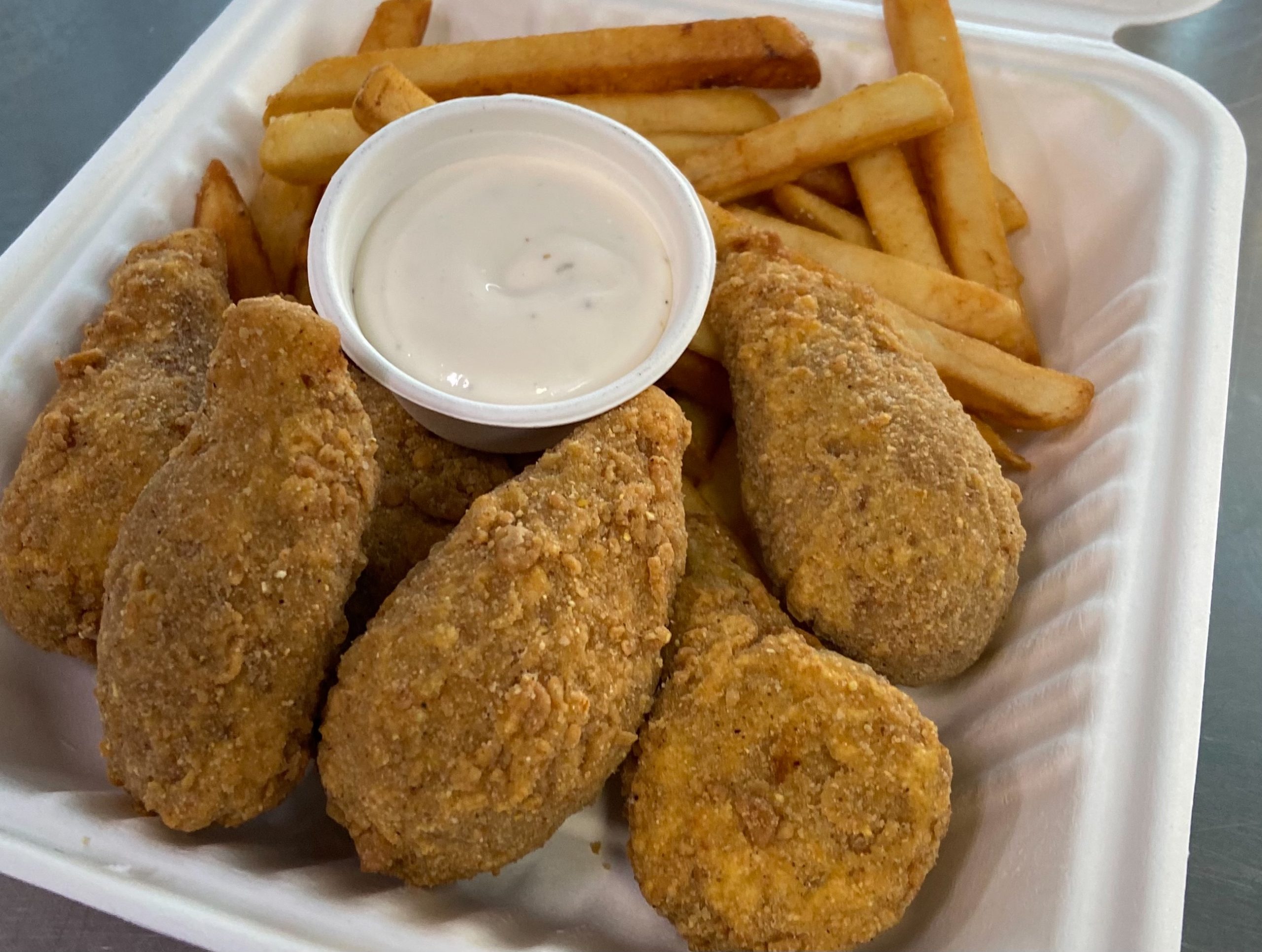 Compton Vegan chicken and fries