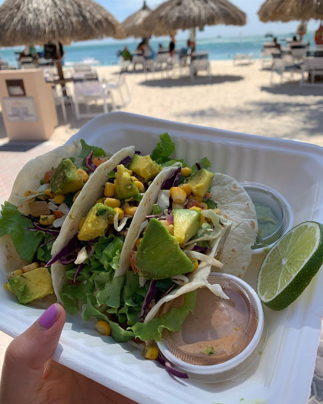 Vegan tacos on beach