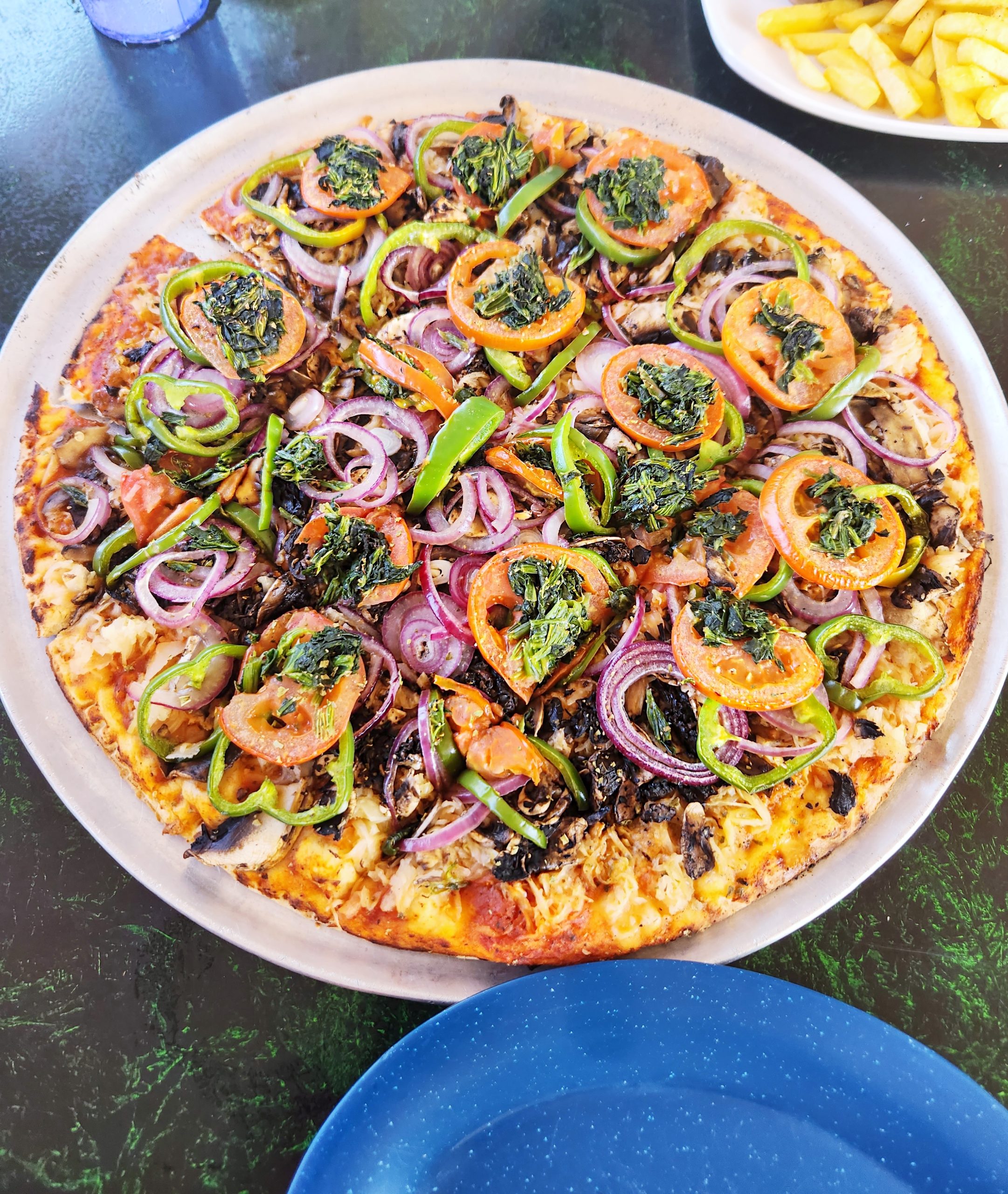 Vegan pizza on plate