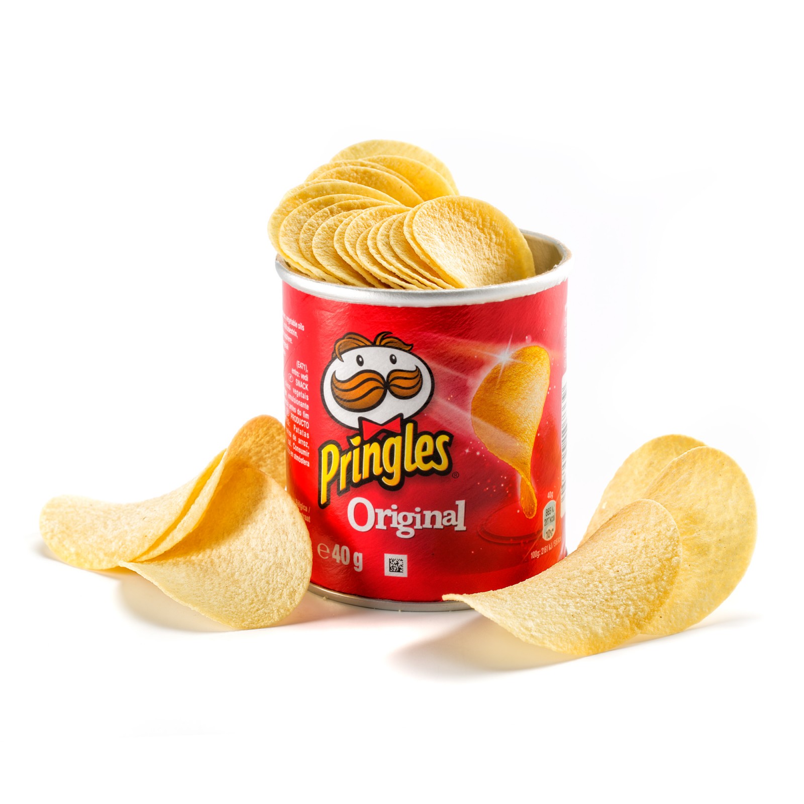 Container of Pringles with chips surrounding