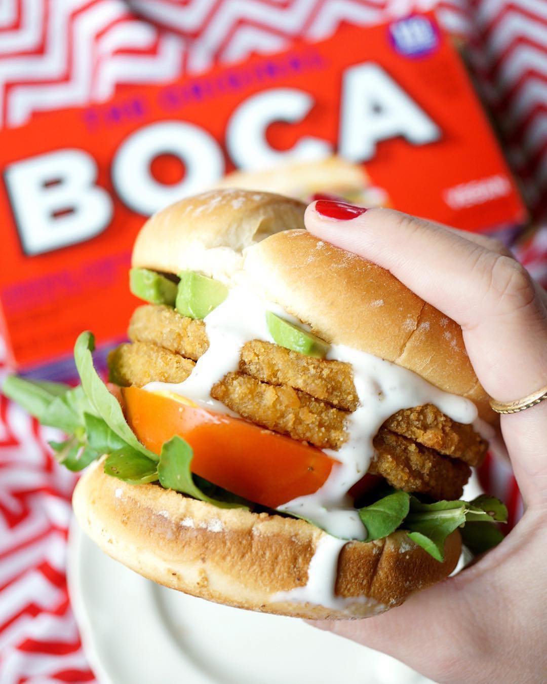 BOCA packaging with chick'n sandwich