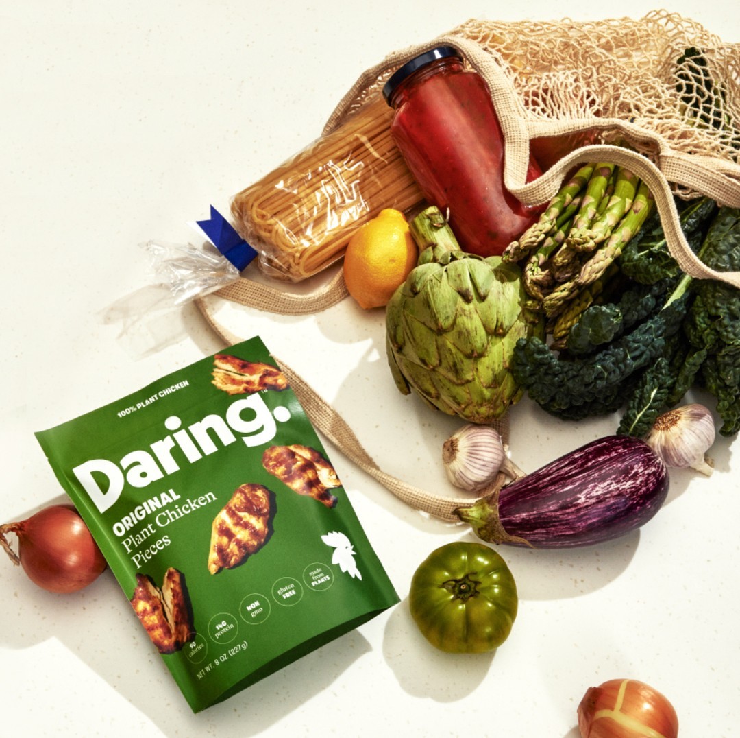Daring package surrounded by veggies