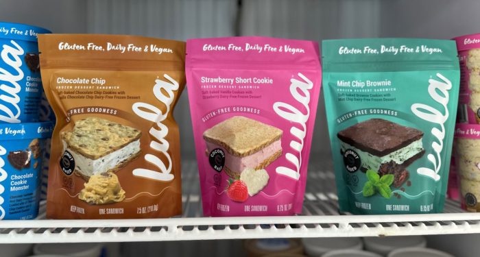 Kula vegan ice cream sandwiches on shelf