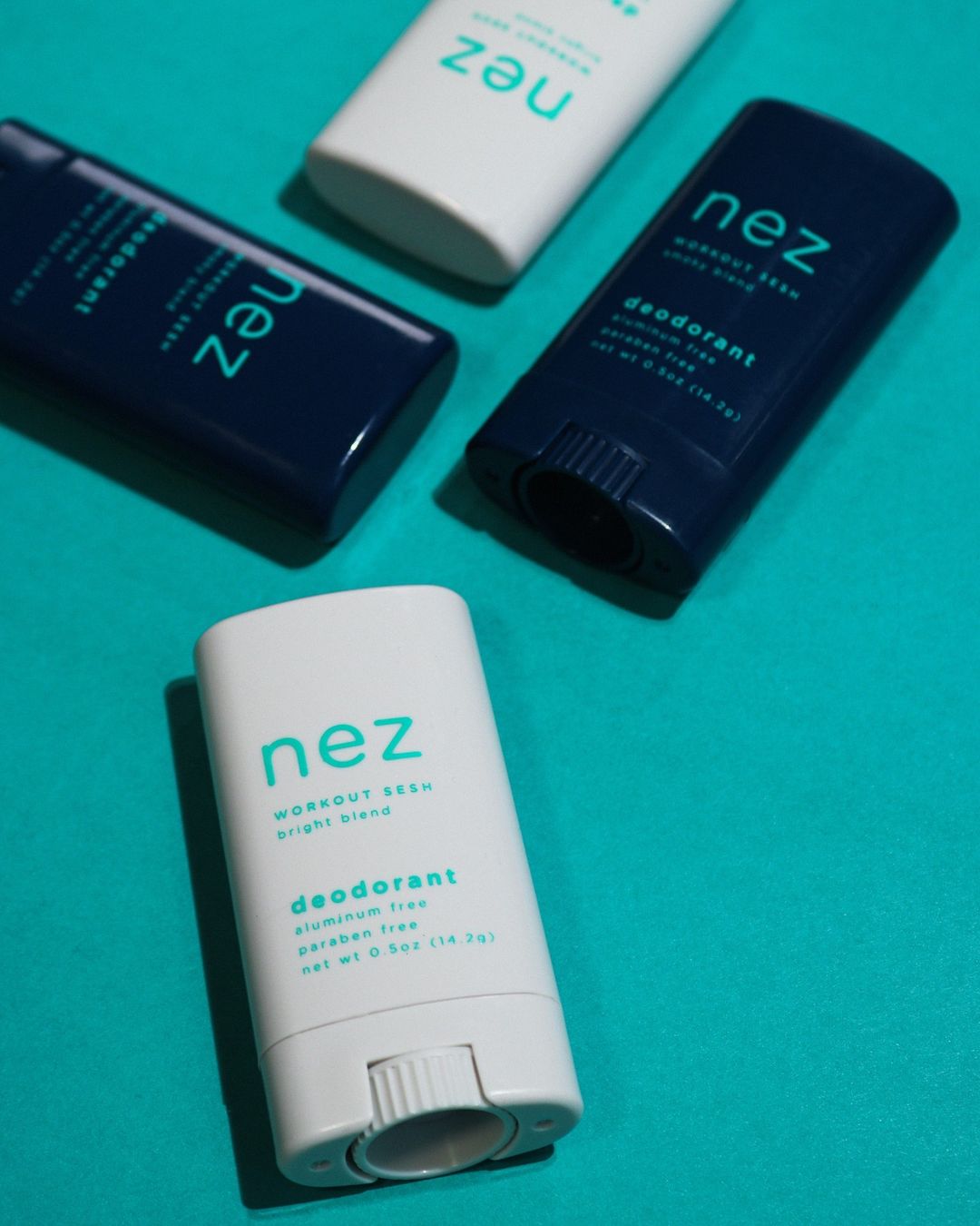 Nez Care deodorants laying on counter