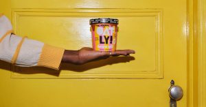 Person holding Oatly Banana Split pint