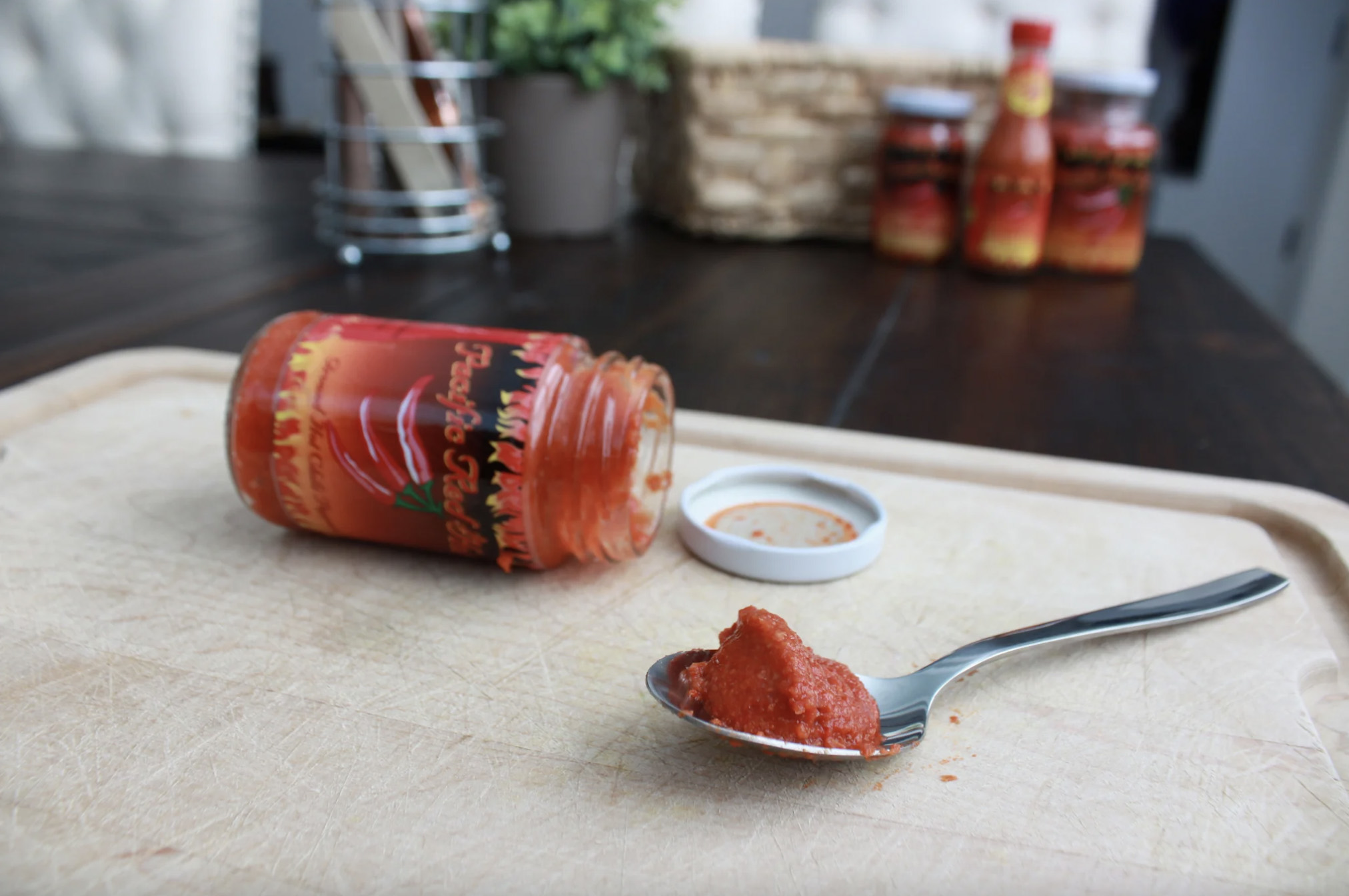 Pacific Red Hot Sauce on spoon