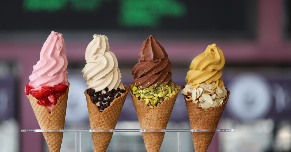 Yoga-urt cones in stand