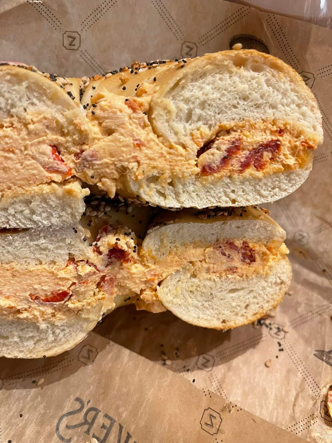 Bagel on wrapping from Zucker’s Bagels & Smoked Fish