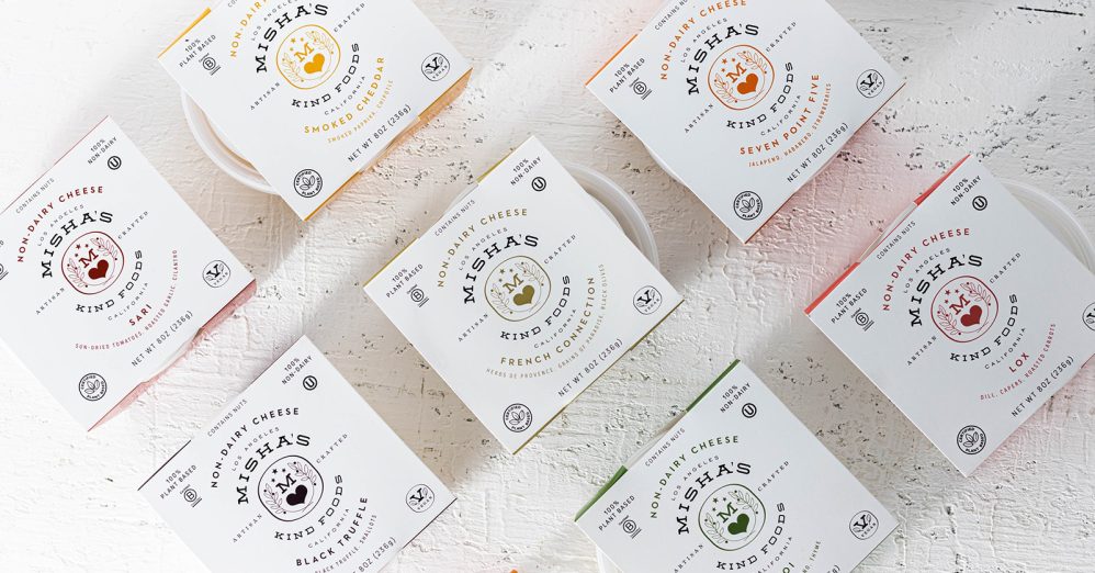 Misha's cheese in packaging lined up