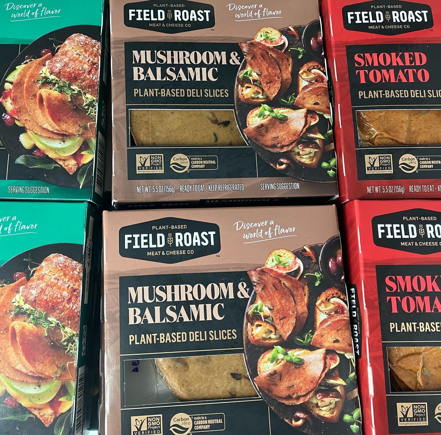 Packages of vegan deli meat from Field Roast