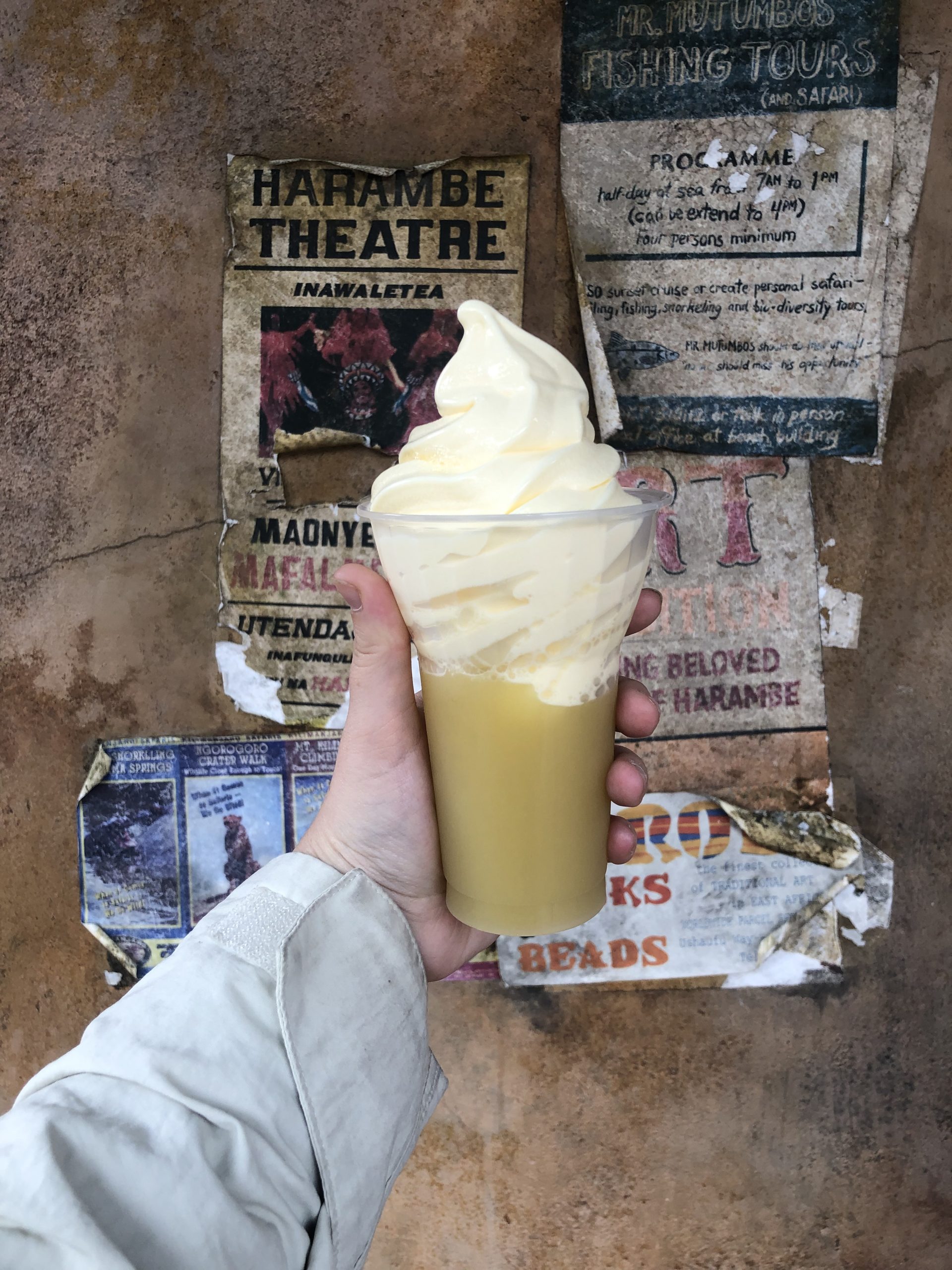 Person holding Dole Whip drink from Disney