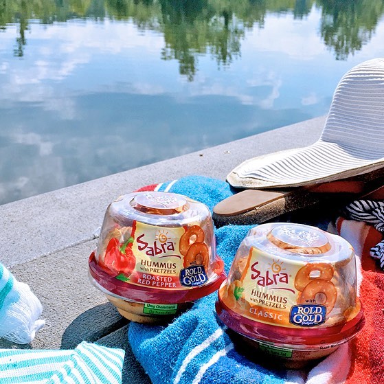 Sabra snack packs by the pool