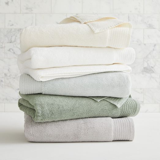 Folded towels from West Elm