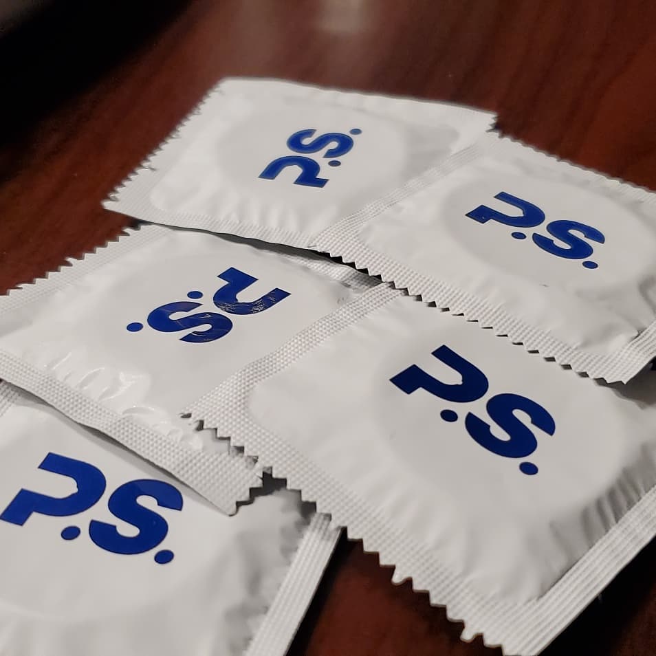 Pile of vegan condoms from P.S. Condoms