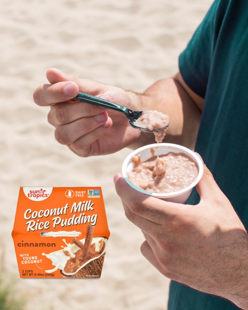 Person scooping vegan pudding from Sun Tropics