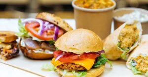 LUHV Foods vegan arrangement of food