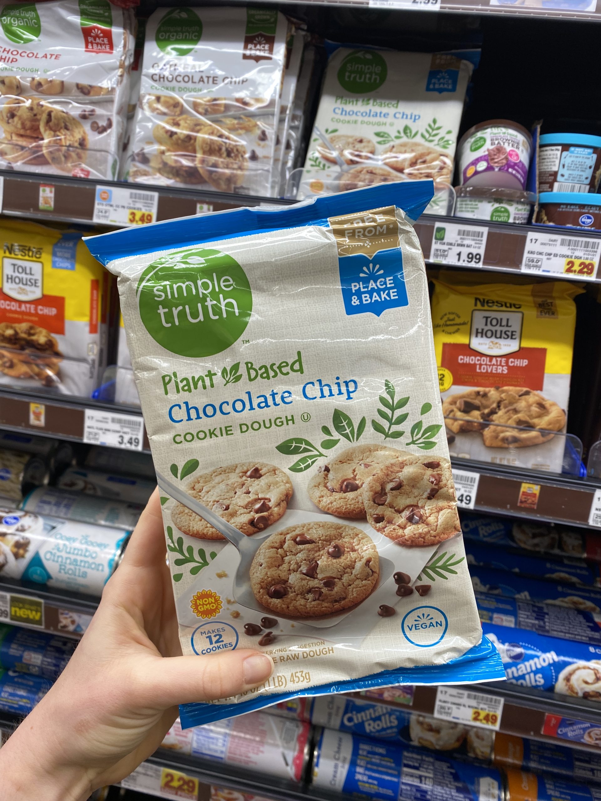 Person holding plant based chocolate chip cookies