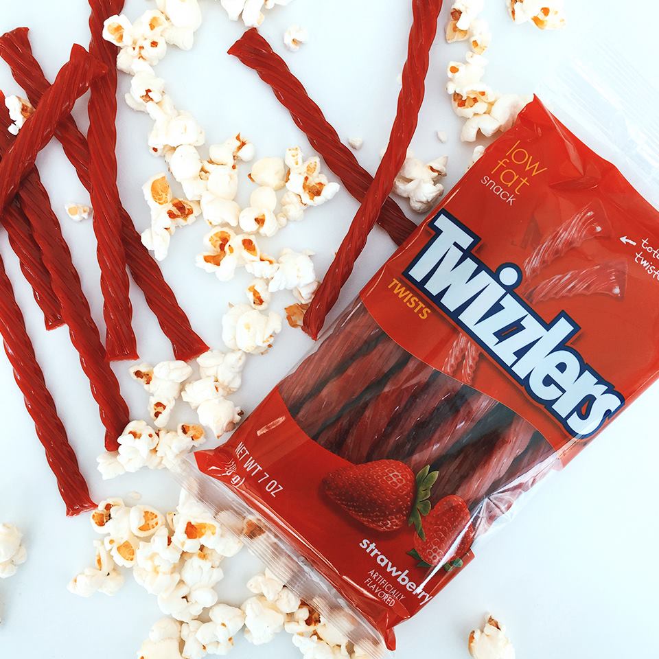 Twizzlers with popcorn