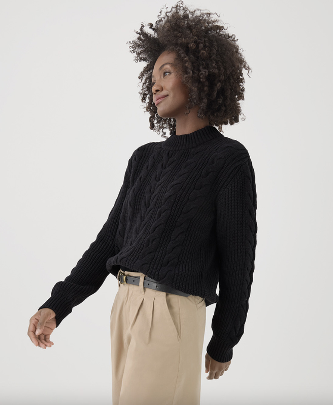 Pact Cable Knit Crew Sweater