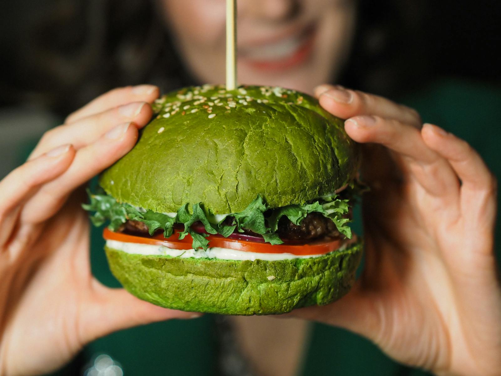 plant-based burger closeup