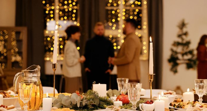 dinner party crowded table