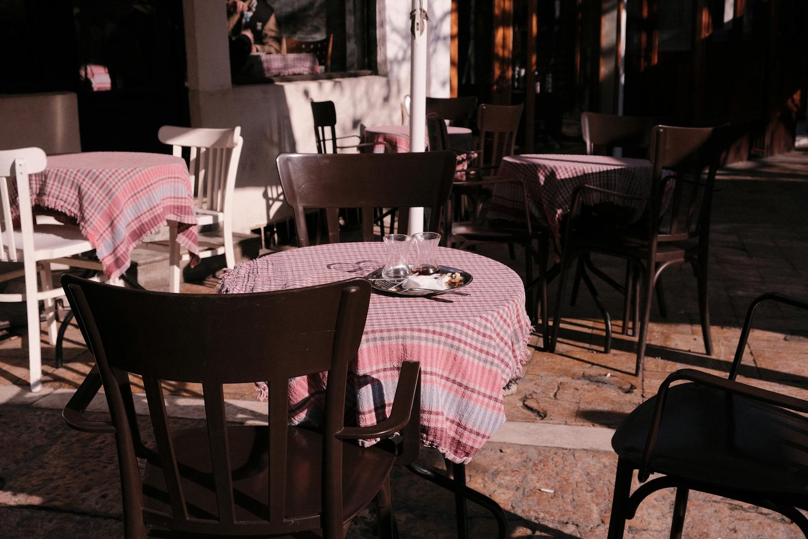 empty cafe foreign city