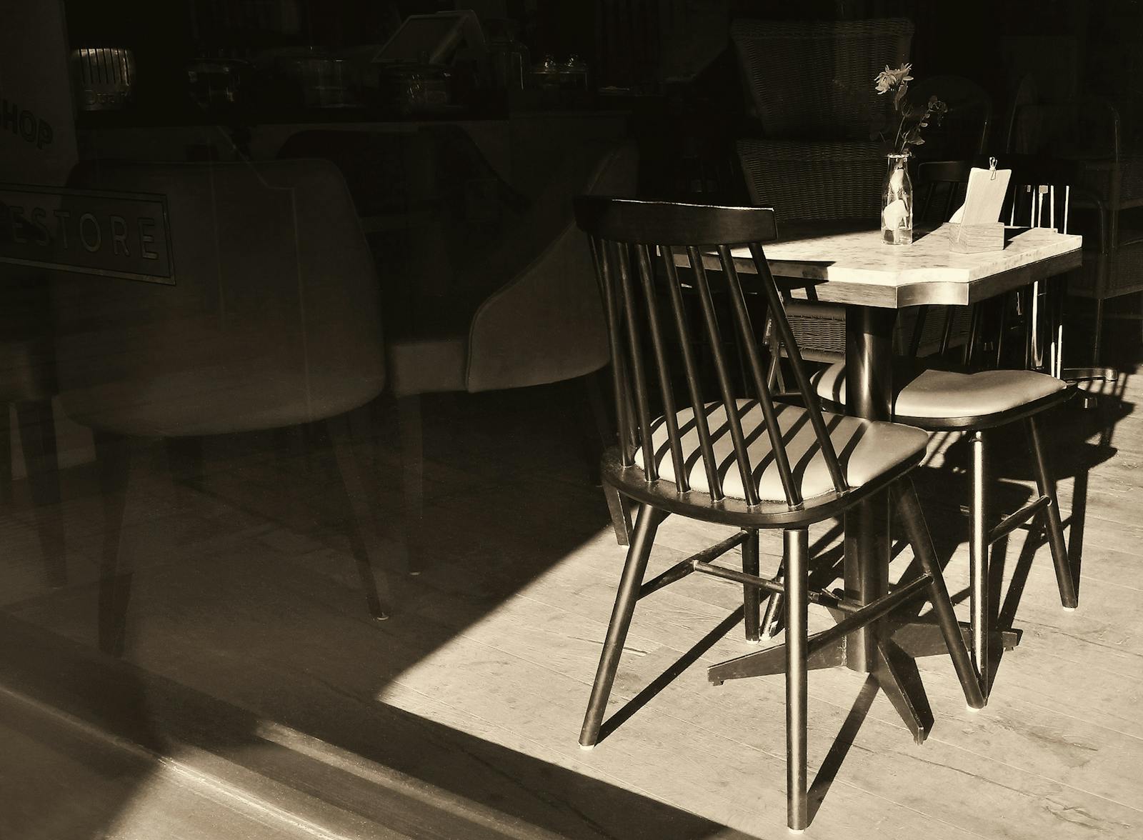 empty cafe morning light