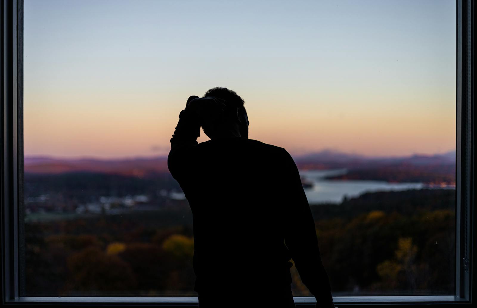 person alone reflection