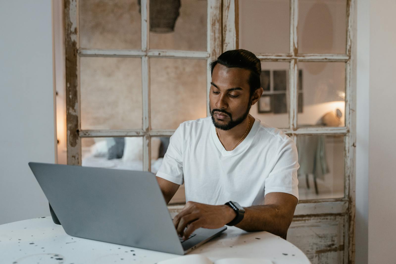 person looking at laptop