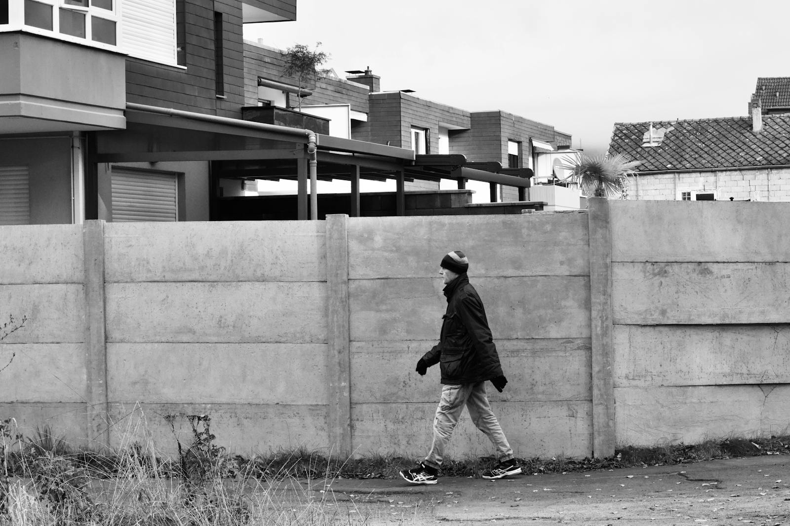 person walking neighborhood street
