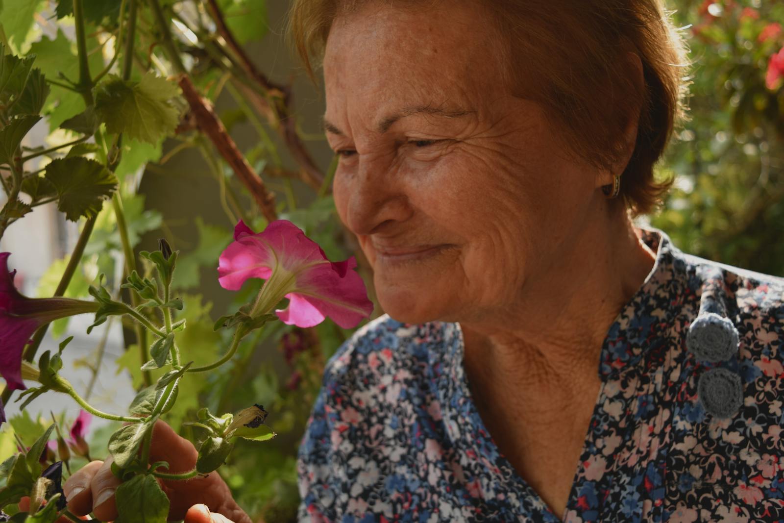 older woman alone garden
