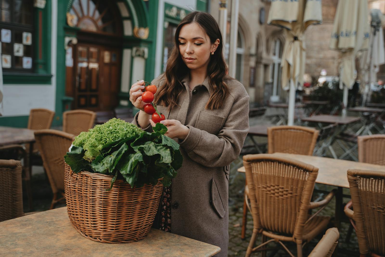 vegetable basket on porch