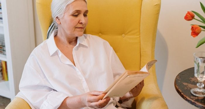 older woman reading