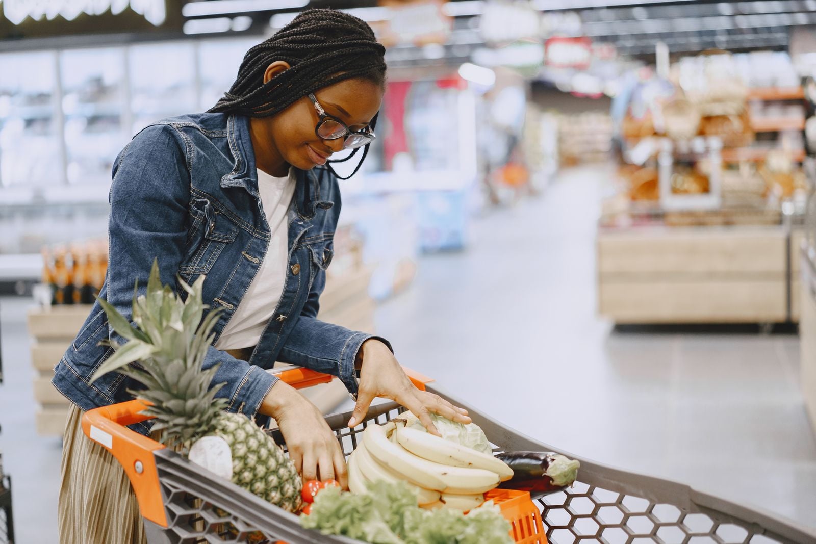 shopping cart produce section