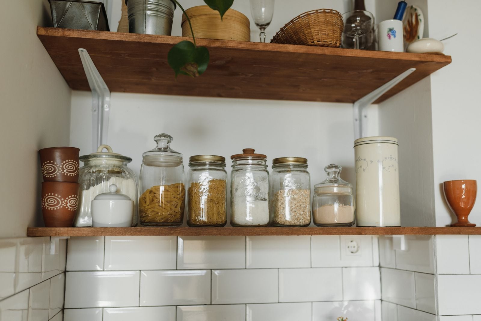 stocked pantry shelves